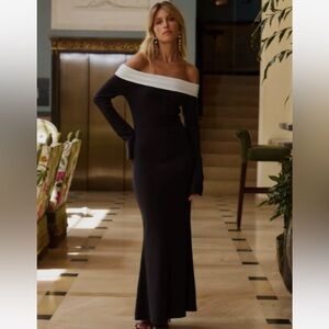 12th Tribe Daphanie Black & White Knit Maxi Dress